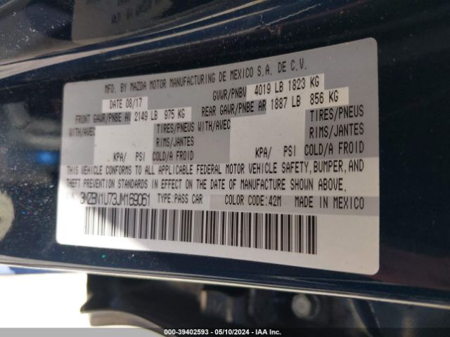 3MZBN1U73JM169061 Mazda Mazda3 Sport