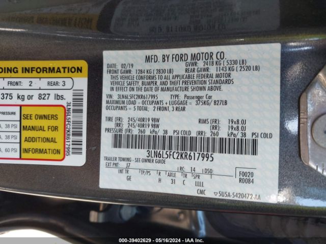 3LN6L5FC2KR617995 Lincoln Mkz Reserve Ii