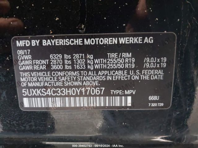 5UXKS4C33H0Y17067 BMW X5 Xdrive35d