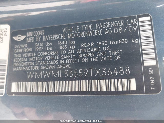 2009 MINI COOPER CLUBMAN WMWML33559TX36488 Photo 8