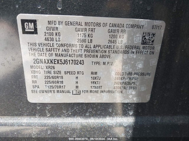 Chevrolet EQUINOX LT 2018 2GNAXKEX5J6170243 Image 9
