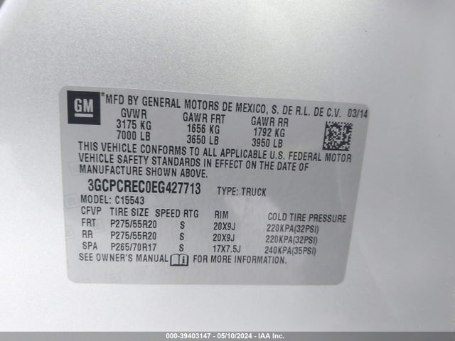 Chevrolet Silverado 1500 1lt 2014 3GCPCREC0EG427713 Image 9