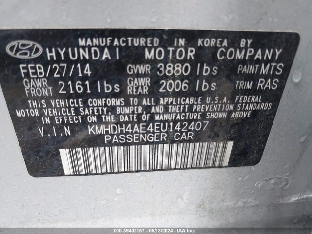Hyundai ELANTRA SE 2014 KMHDH4AE4EU142407 Image 9