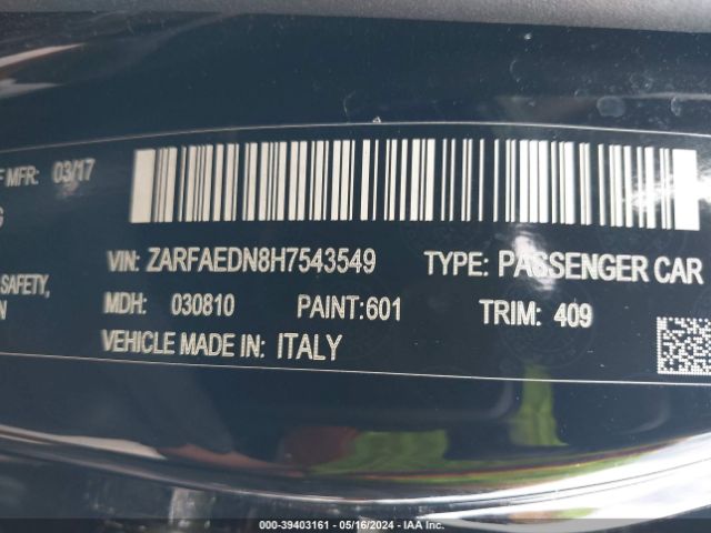 ZARFAEDN8H7543549 Alfa Romeo Giulia Awd