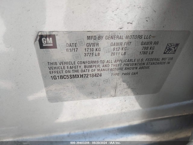 Chevrolet Cruze Ls Auto 2017 1G1BC5SMXH7218424 Image 9