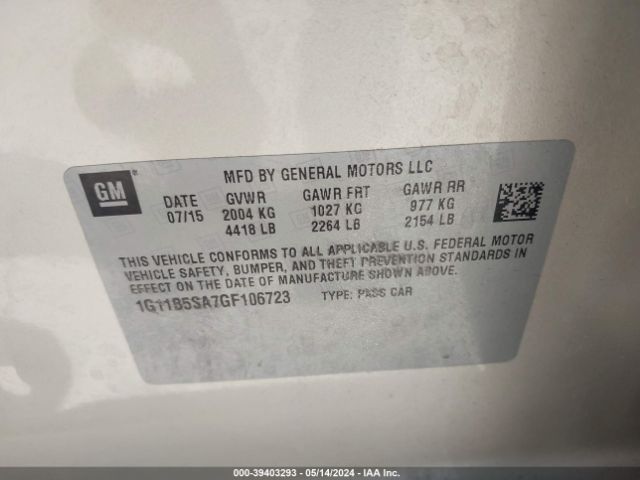 1G11B5SA7GF106723 Chevrolet Malibu Limited Ls
