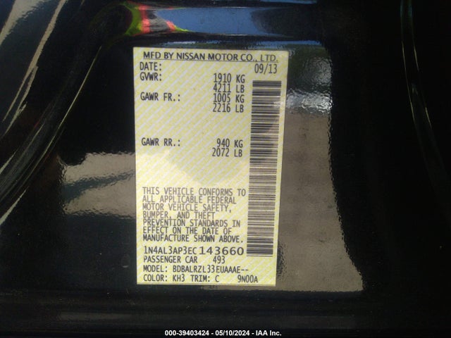 Nissan Altima 2.5 S 2014 1N4AL3AP3EC143660 Image 9