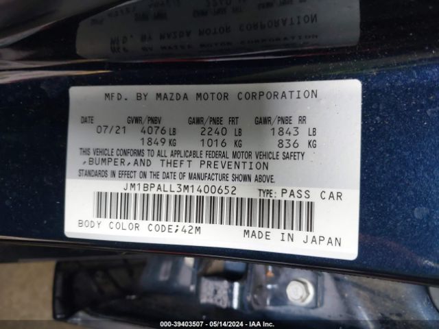 JM1BPALL3M1400652 Mazda Mazda3 Preferred