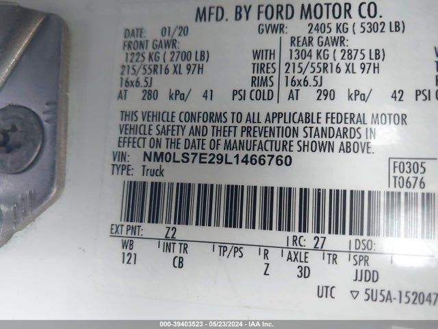 Ford Transit Connect Xl 2020 NM0LS7E29L1466760 Image 9