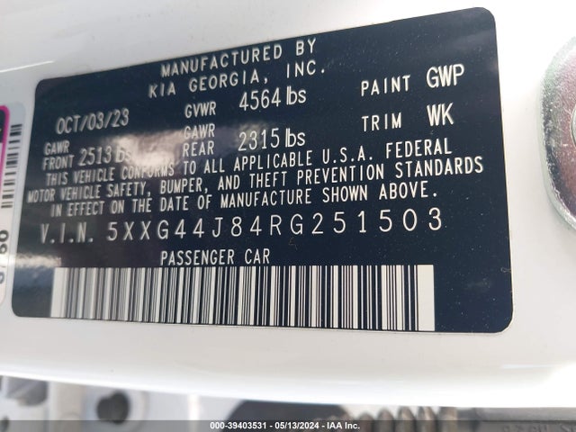 KIA K5 Gt 2024 5XXG44J84RG251503 Image 9