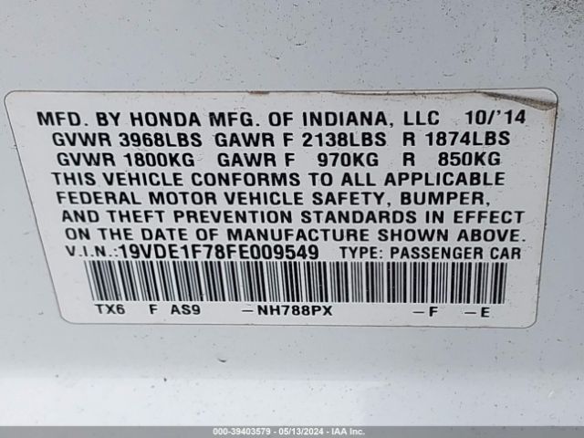 19VDE1F78FE009549 Acura Ilx 2.0l