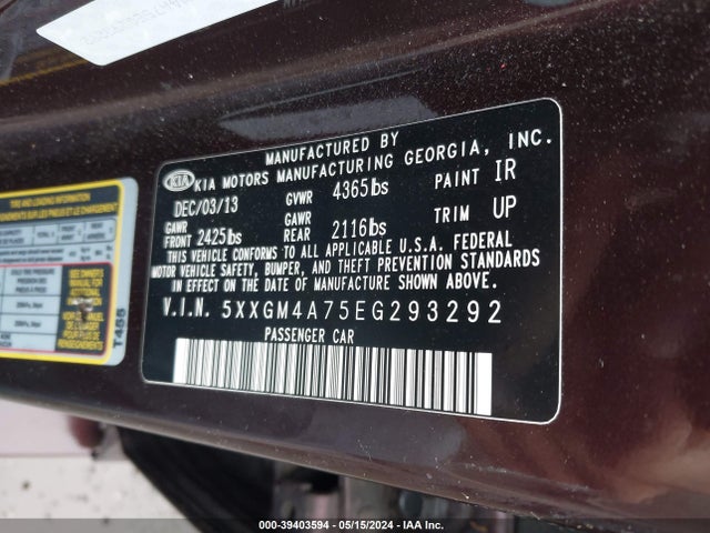 KIA Optima Lx 2014 5XXGM4A75EG293292 Image 9