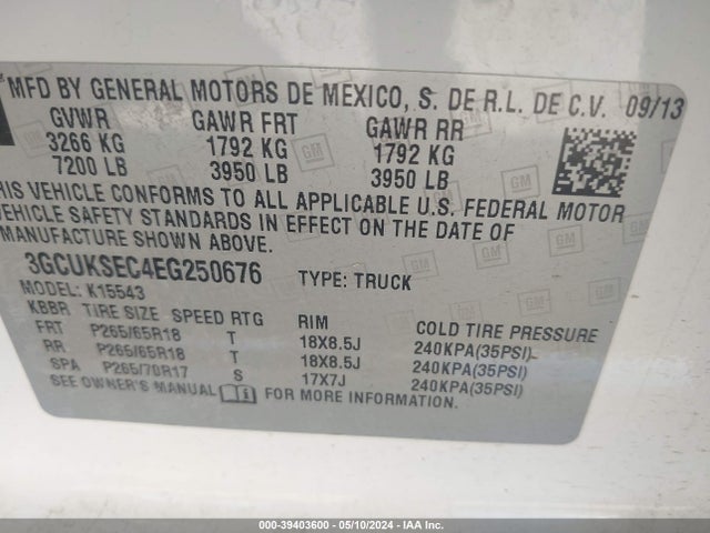 Chevrolet Silverado 1500 2lz 2014 3GCUKSEC4EG250676 Image 9