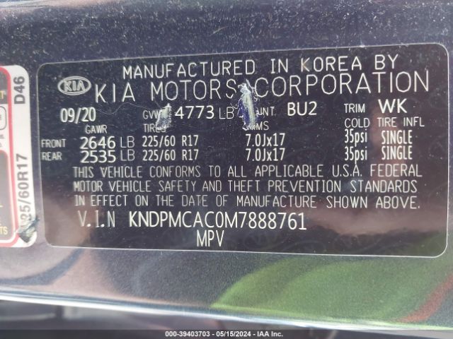 KNDPMCAC0M7888761 KIA Sportage Lx