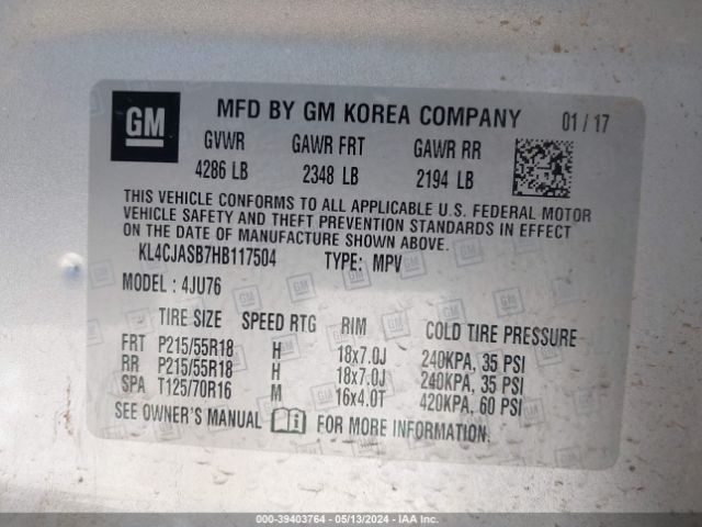 KL4CJASB7HB117504 Buick Encore Preferred