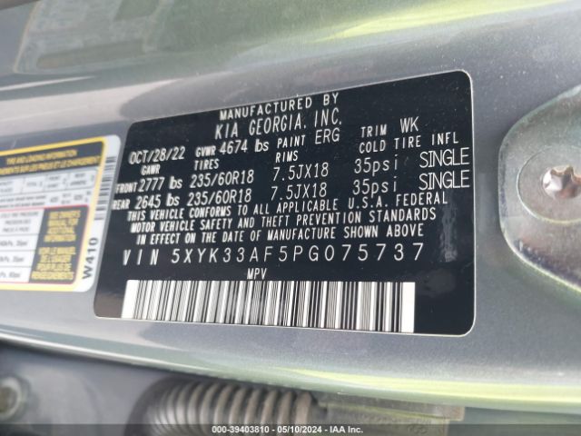 5XYK33AF5PG075737 KIA Sportage Ex