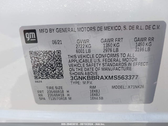 Chevrolet Blazer Fwd 1lt 2021 3GNKBBRAXMS563377 Image 9