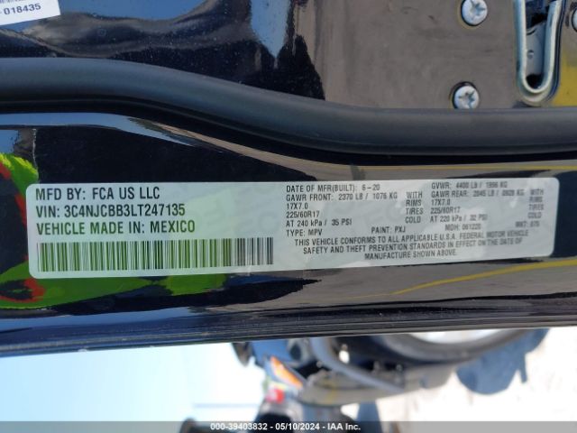 3C4NJCBB3LT247135 Jeep Compass Latitude Fwd