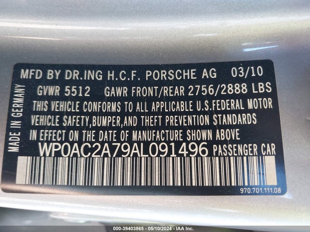 2010 PORSCHE PANAMERA WP0AC2A79AL091496 Photo 8