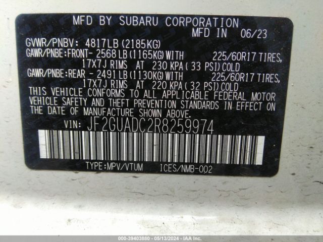 JF2GUADC2R8259974 Subaru Crosstrek Premium