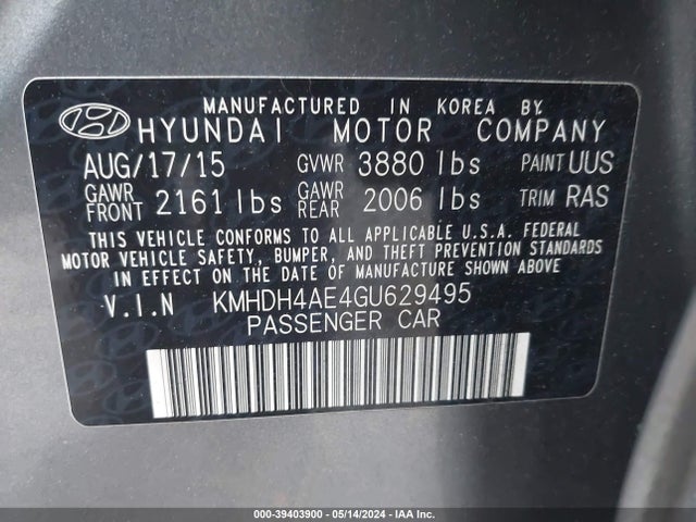 Hyundai ELANTRA SE 2016 KMHDH4AE4GU629495 Image 9