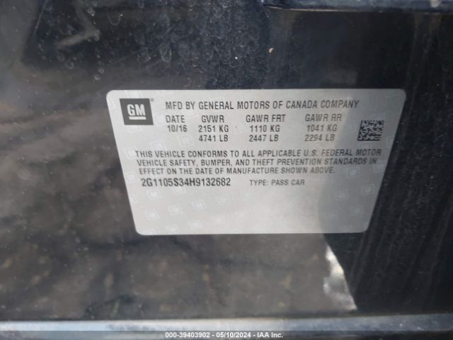 2G1105S34H9132682 Chevrolet IMPALA 1LT