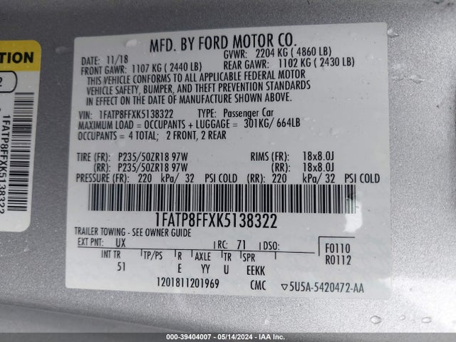 Ford Mustang Gt Premium 2019 1FATP8FFXK5138322 Image 9