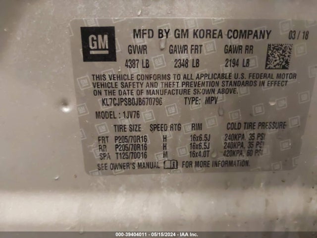 Chevrolet Trax Lt 2018 KL7CJPSB0JB670796 Image 9