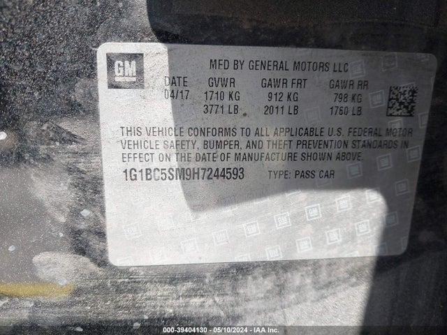 Chevrolet Cruze Ls Auto 2017 1G1BC5SM9H7244593 Image 9