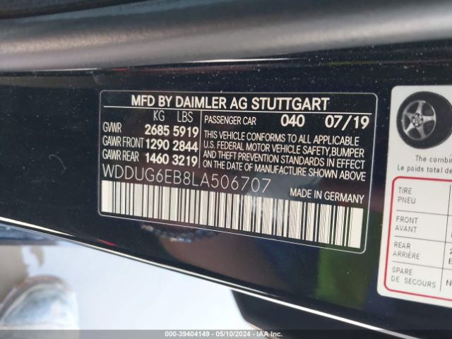 WDDUG6EB8LA506707 Mercedes-Benz S 450 4matic
