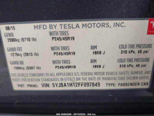 5YJSA1H12FF097849 Tesla Model S 60/70/85