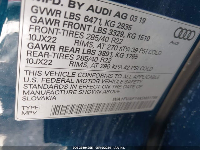 WA1FVAF14KD031758 Audi Q8 55 Premium