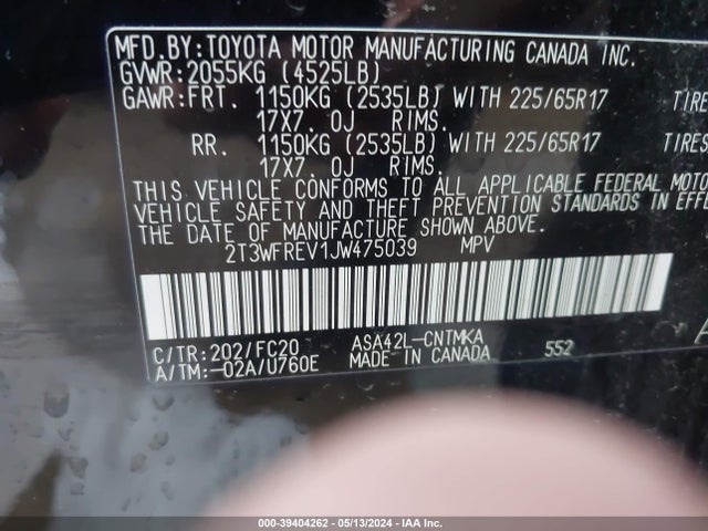 Toyota Rav4 Xle 2018 2T3WFREV1JW475039 Image 9