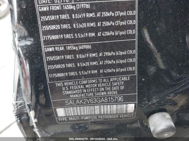 SALAK2V63GA815796 Land Rover LR4