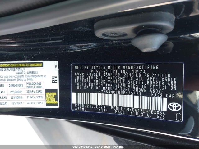 Toyota COROLLA SE 2024 5YFS4MCE6RP175464 Image 9
