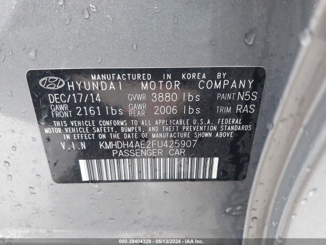 Hyundai ELANTRA SE 2015 KMHDH4AE2FU425907 Image 9