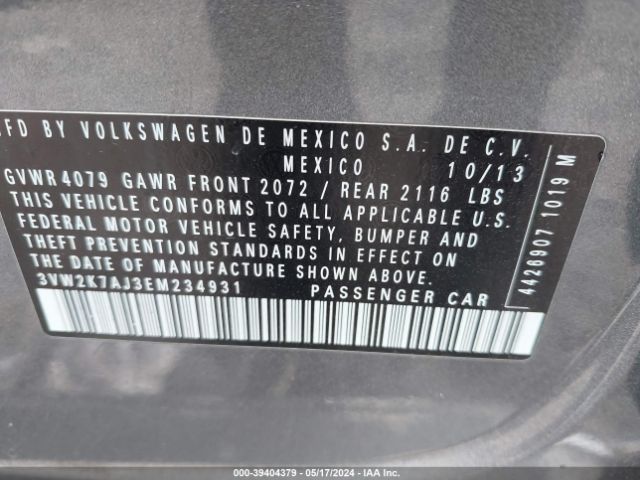 3VW2K7AJ3EM234931 Volkswagen Jetta 2.0l S