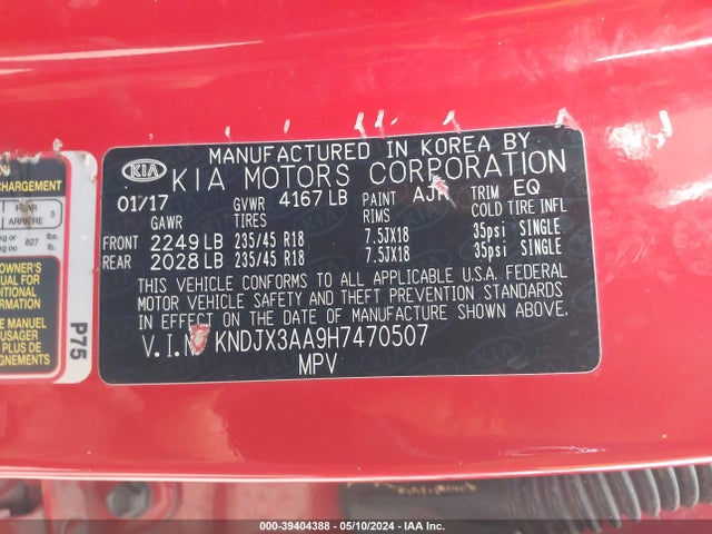 KIA Soul ! 2017 KNDJX3AA9H7470507 Image 9