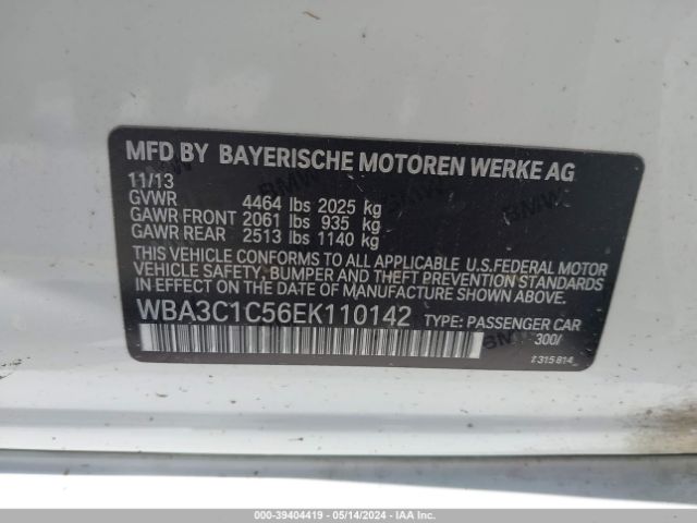 WBA3C1C56EK110142 BMW 328I