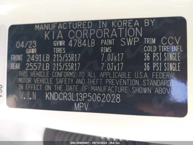 KNDCR3L13P5062028 KIA Niro Ev Wind