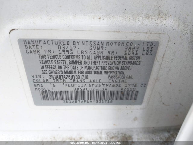 Nissan SENTRA SV 2017 3N1AB7AP6HY301718 Image 9
