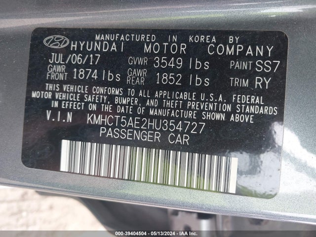 Hyundai ACCENT SE 2017 KMHCT5AE2HU354727 Image 9