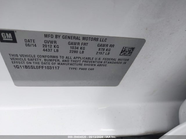 Chevrolet MALIBU LS 2015 1G11B5SL6FF103117 Image 9