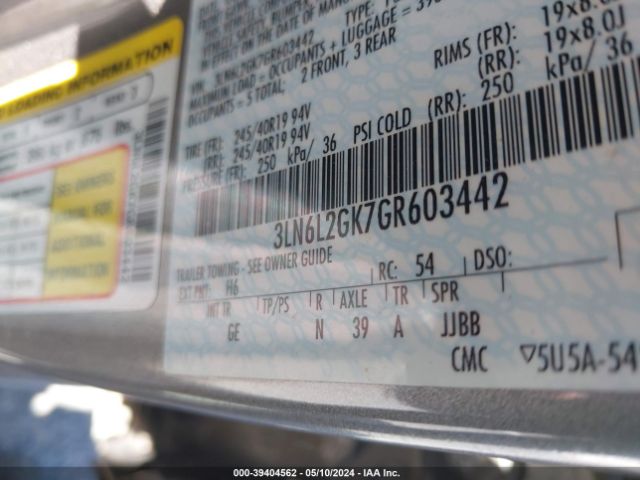 3LN6L2GK7GR603442 Lincoln MKZ