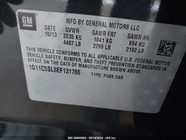 Chevrolet MALIBU 1LT 2014 1G11C5SL8EF131786 Image 9