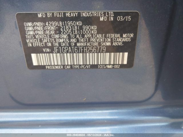 JF1GPAT67FH256779 Subaru Impreza 2.0i Sport Premium