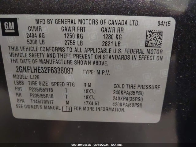 Chevrolet Equinox Ltz 2015 2GNFLHE32F6338087 Image 9