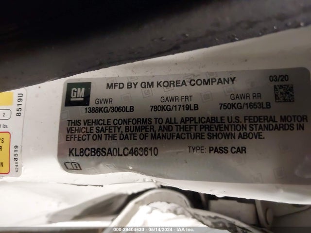 Chevrolet Spark Fwd Ls Automatic 2020 KL8CB6SA0LC463610 Image 9