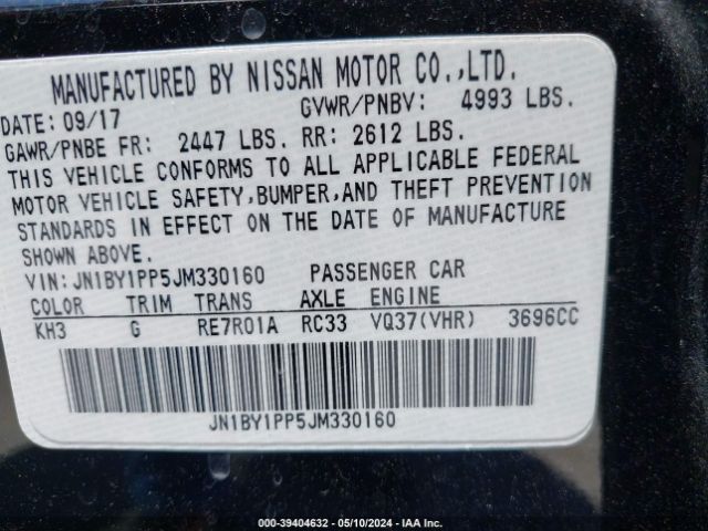 JN1BY1PP5JM330160 Infiniti Q70l 3.7 Luxe