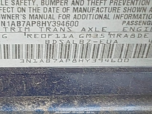 Nissan SENTRA S 2017 3N1AB7AP8HY394600 Image 9